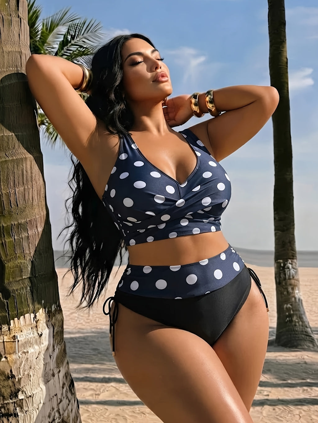 Bikini grande taille, pois