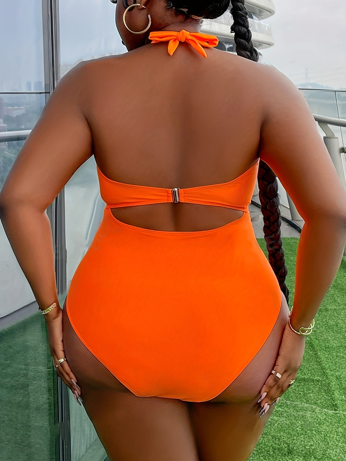 Maillot de bain grande taille — Col licou croisé et uni