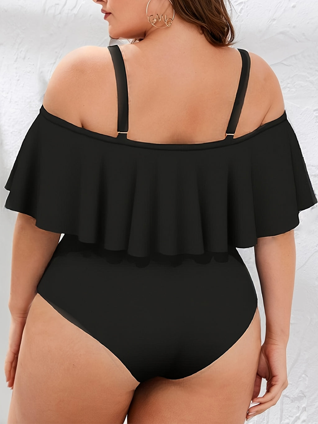 Maillot de bain grande taille — Épaules dénudées à volant
