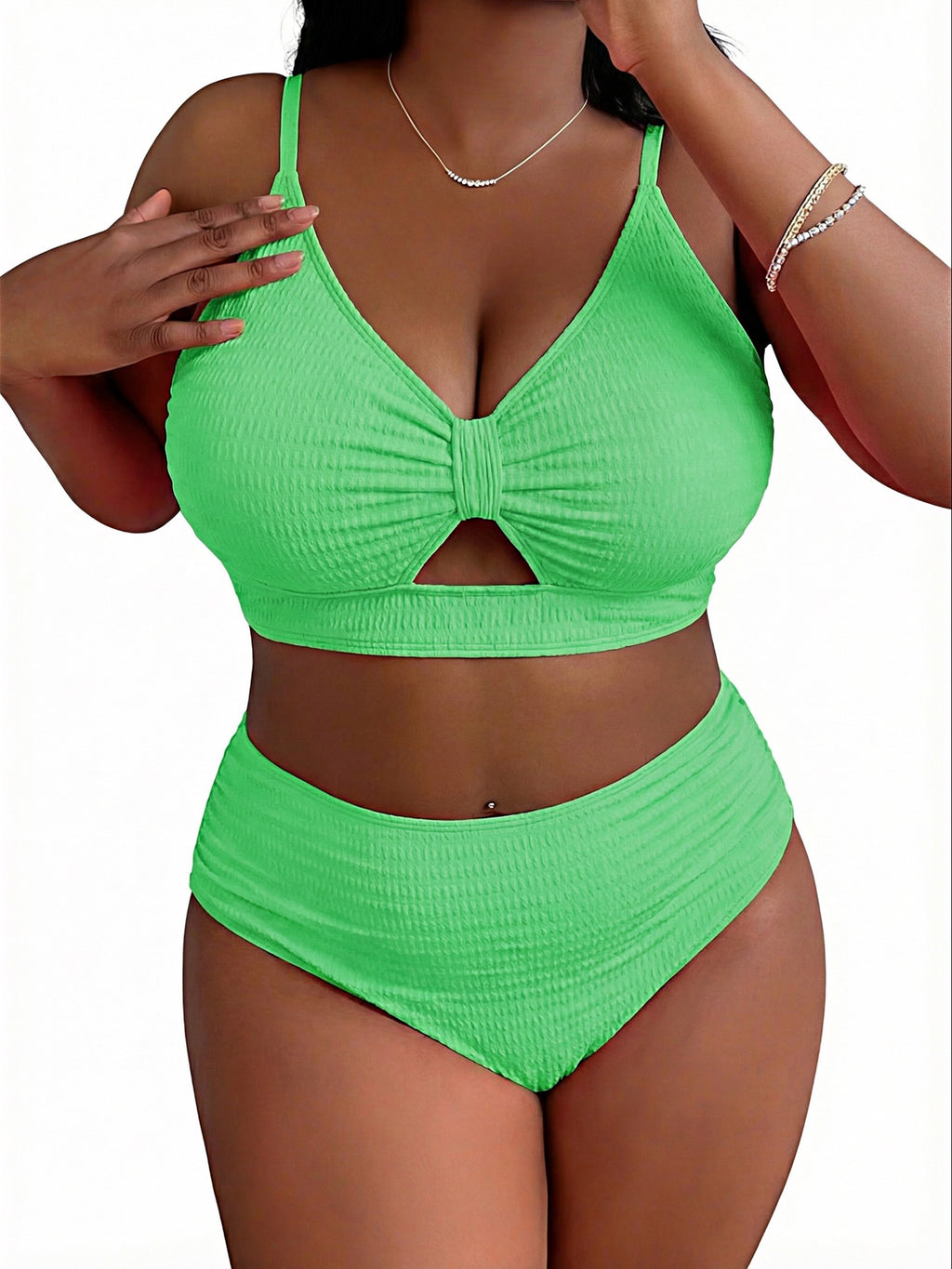 Maillot 2 pièces grande taille — Vert clair et doublure gainante
