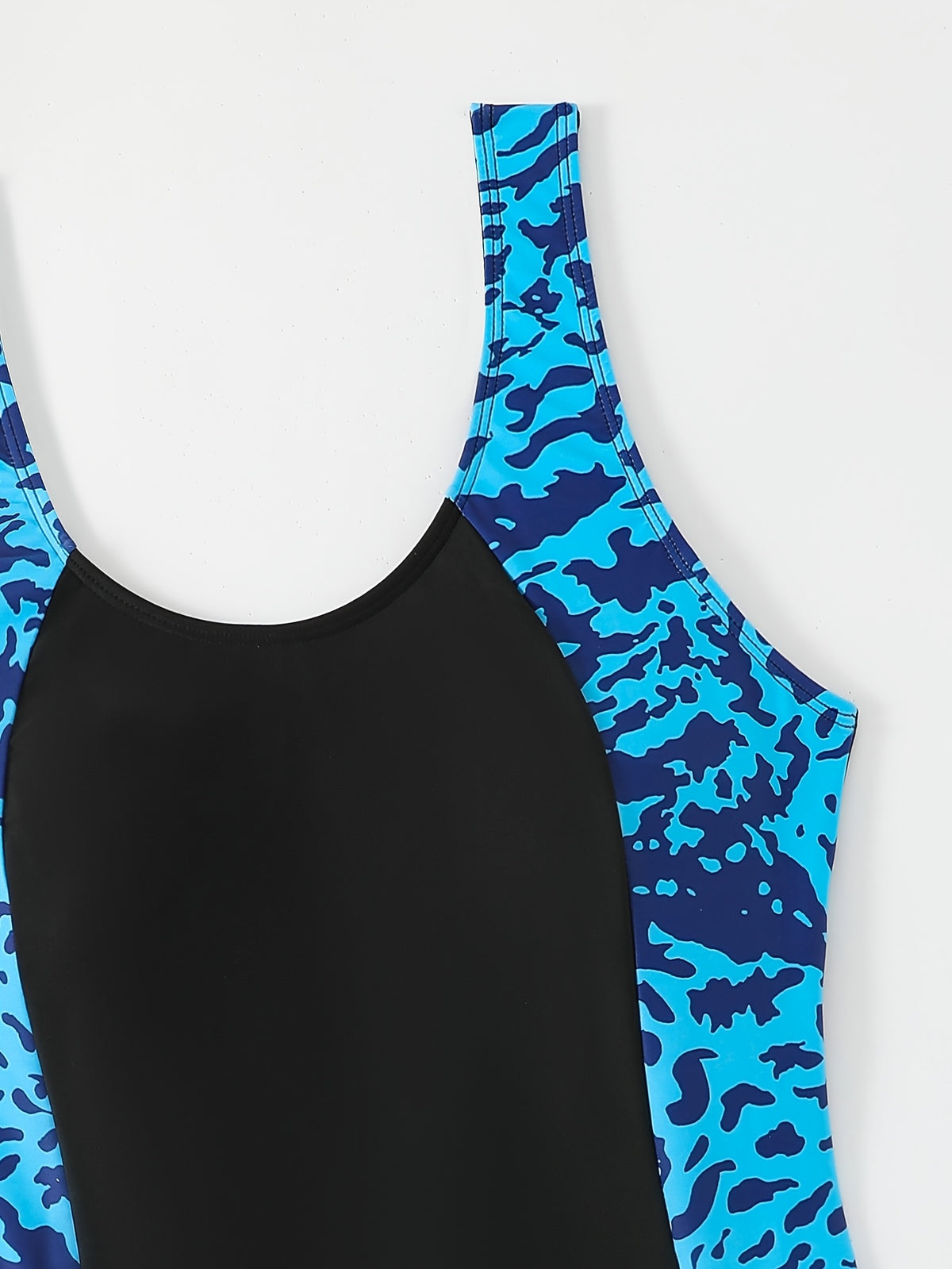 Maillot shorty grande taille — Panneaux bleus contrastés