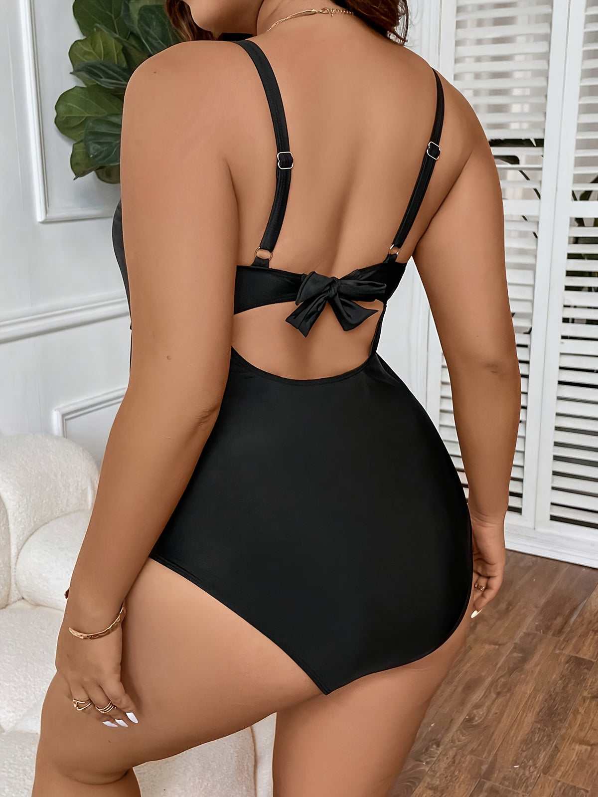 Maillot une pièce grande taille, volant péplum