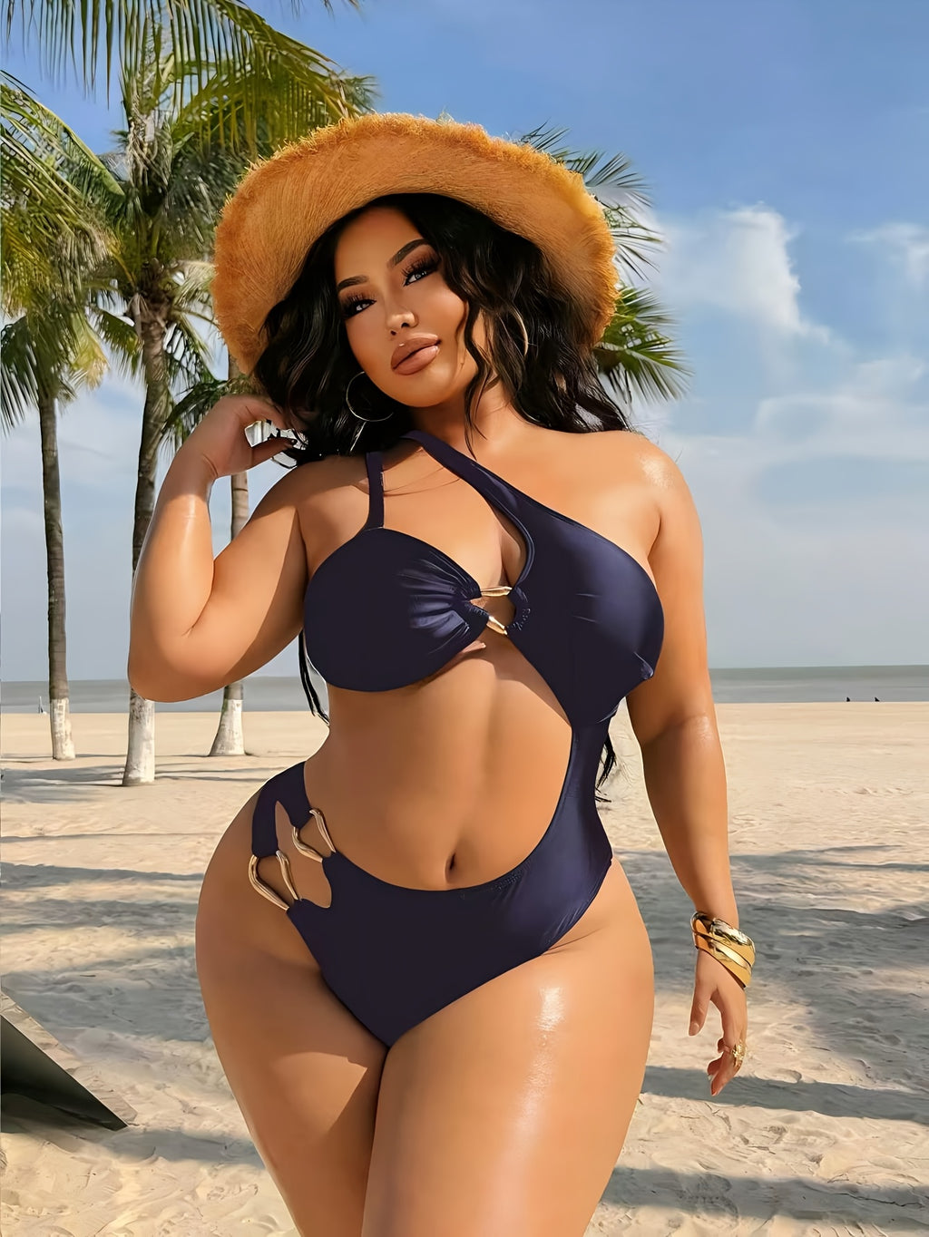 Monokini grande taille, bandeau à anneau et dos nu
