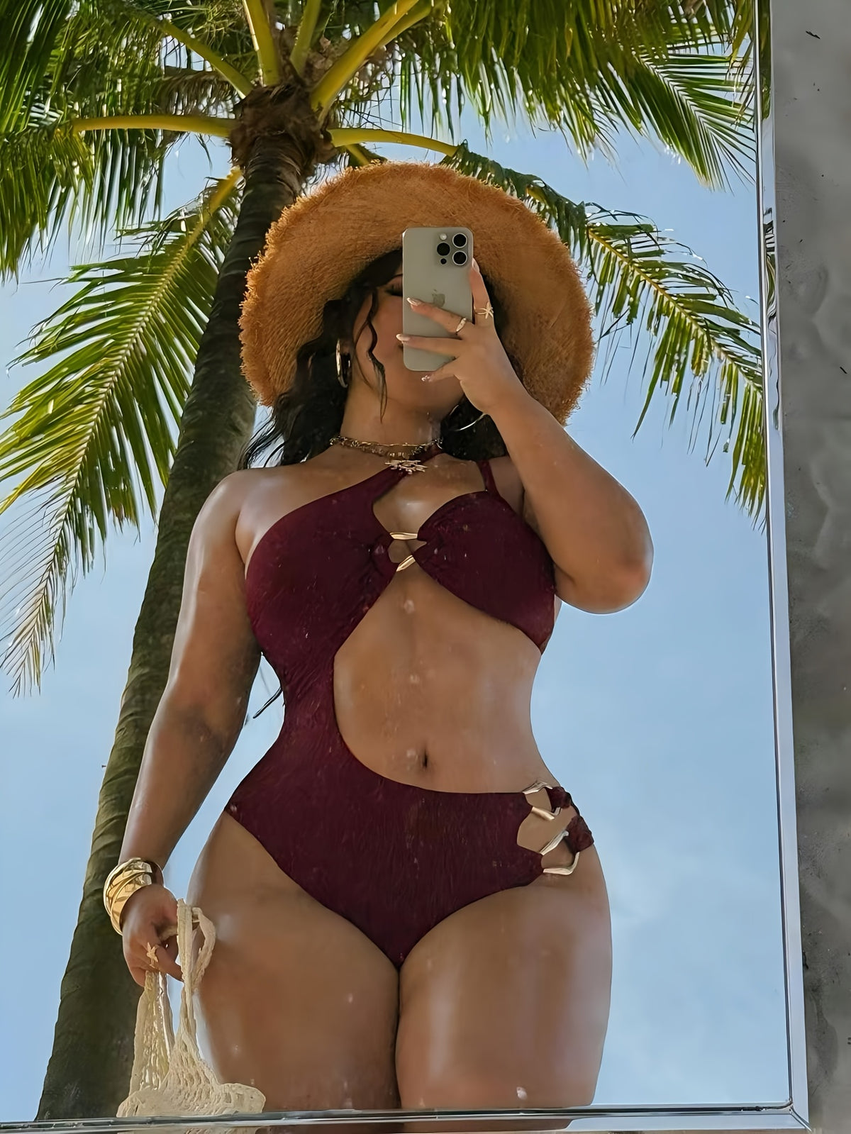 Monokini grande taille, bandeau à anneau et dos nu
