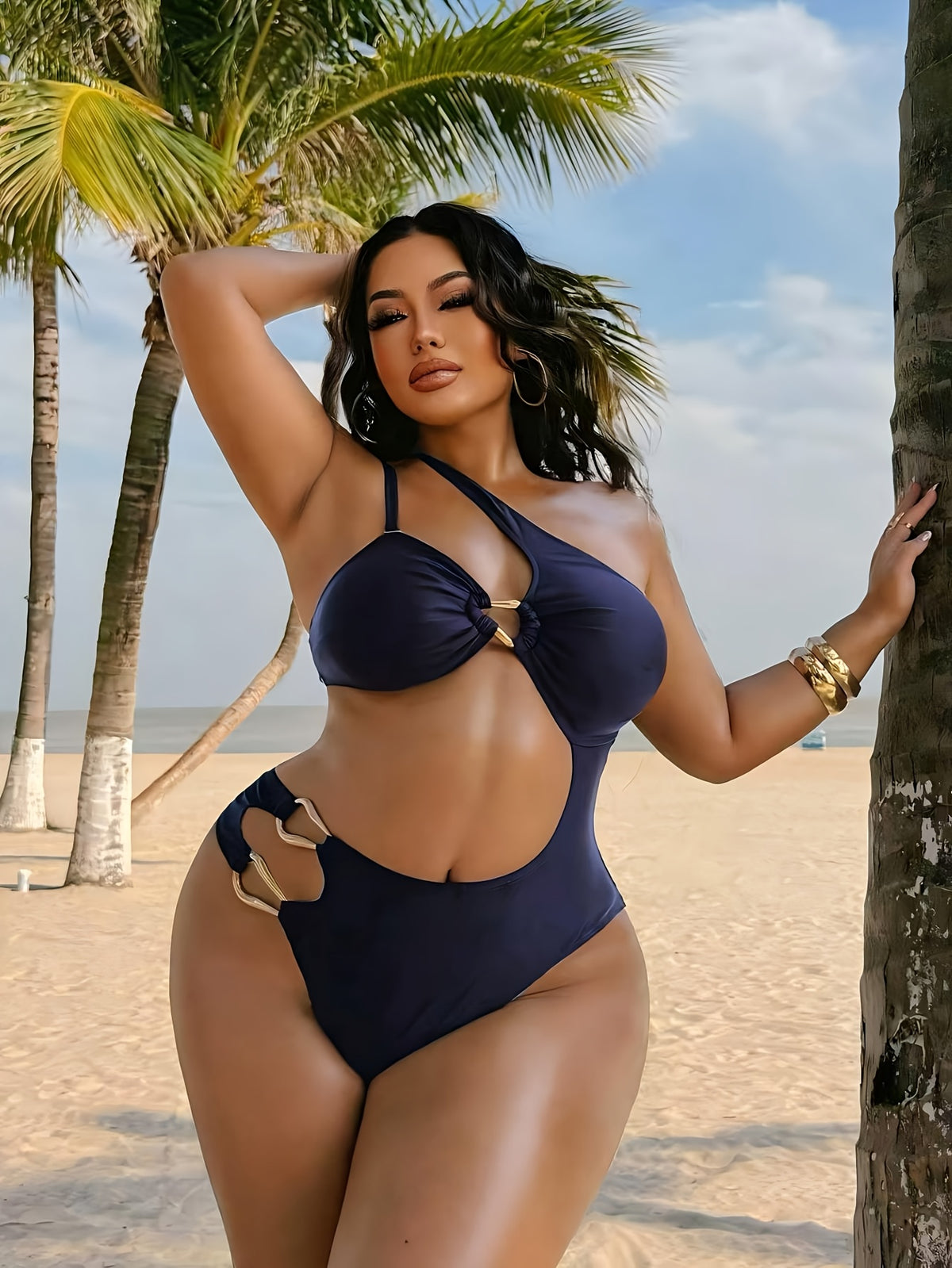 Monokini grande taille, bandeau à anneau et dos nu