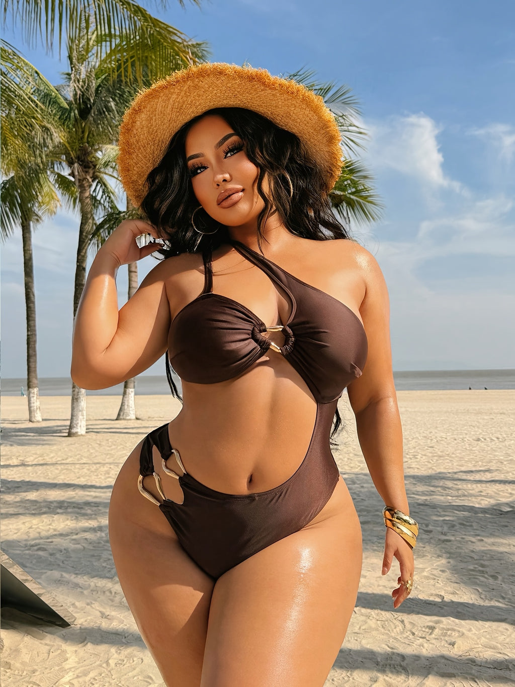 Monokini grande taille, bandeau à anneau et dos nu