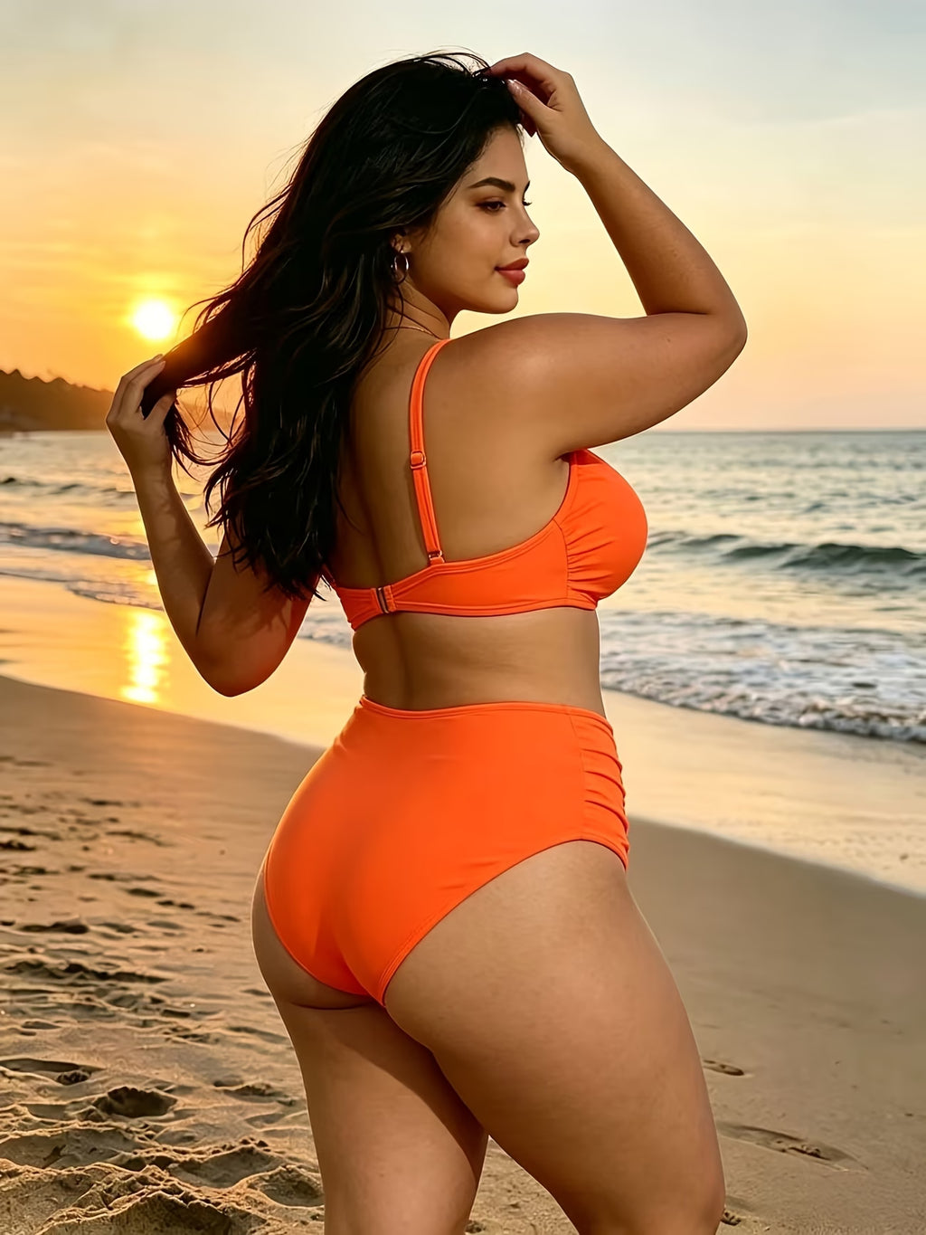 Maillot uni grande taille, anneau central et taille haute