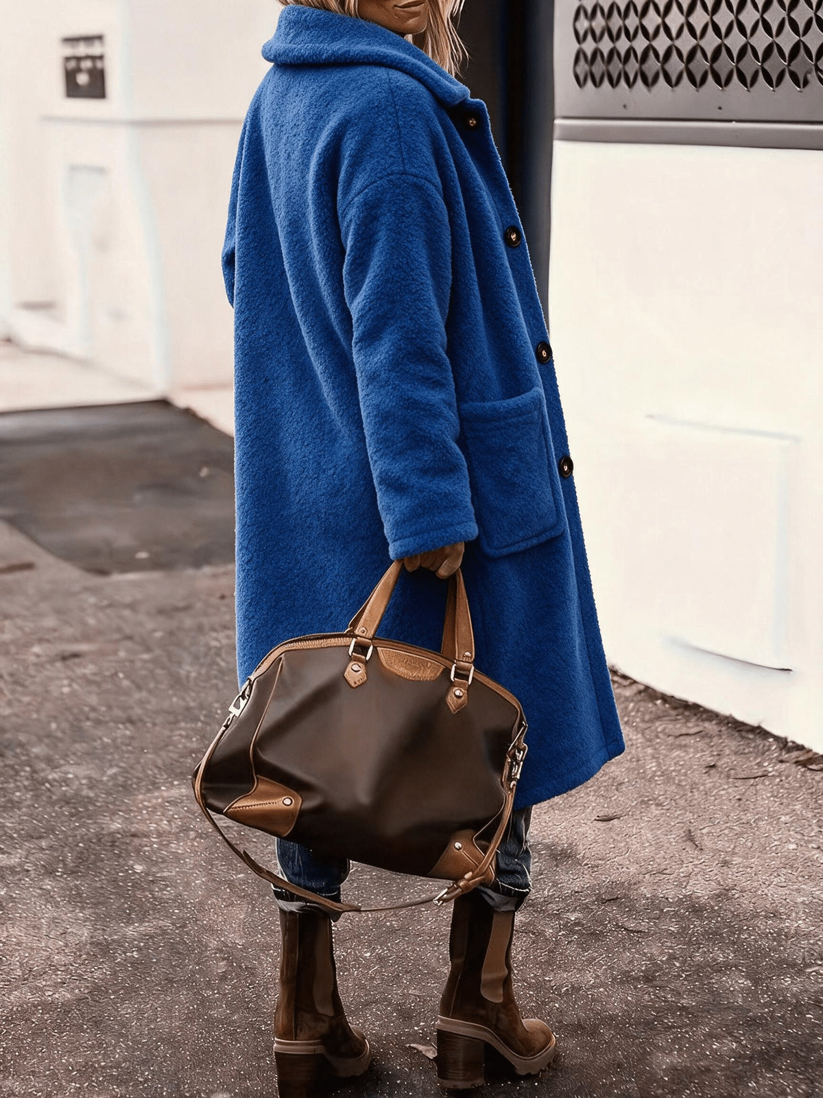 Manteau grande taille, coupe ample, boutonnage, poches pratiques