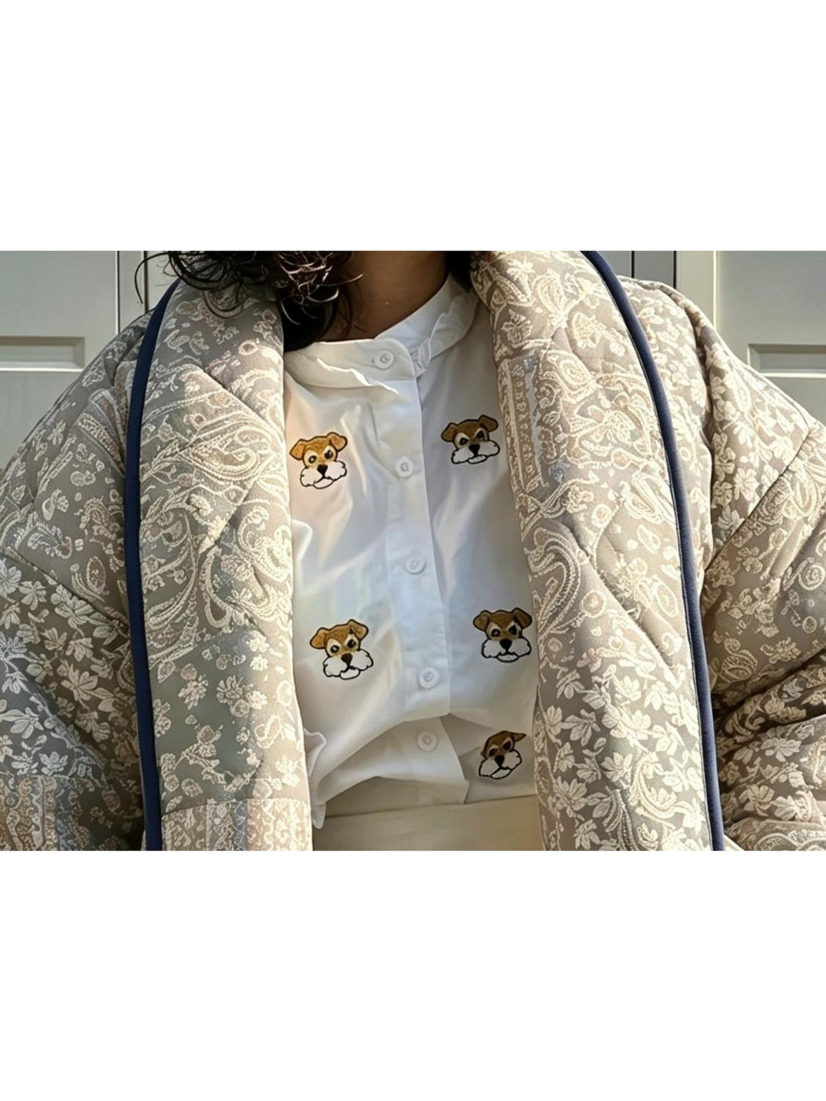 Manteau grande taille, coupe ample, poches plaquées, chaleur d'hiver — matière : polyester Image