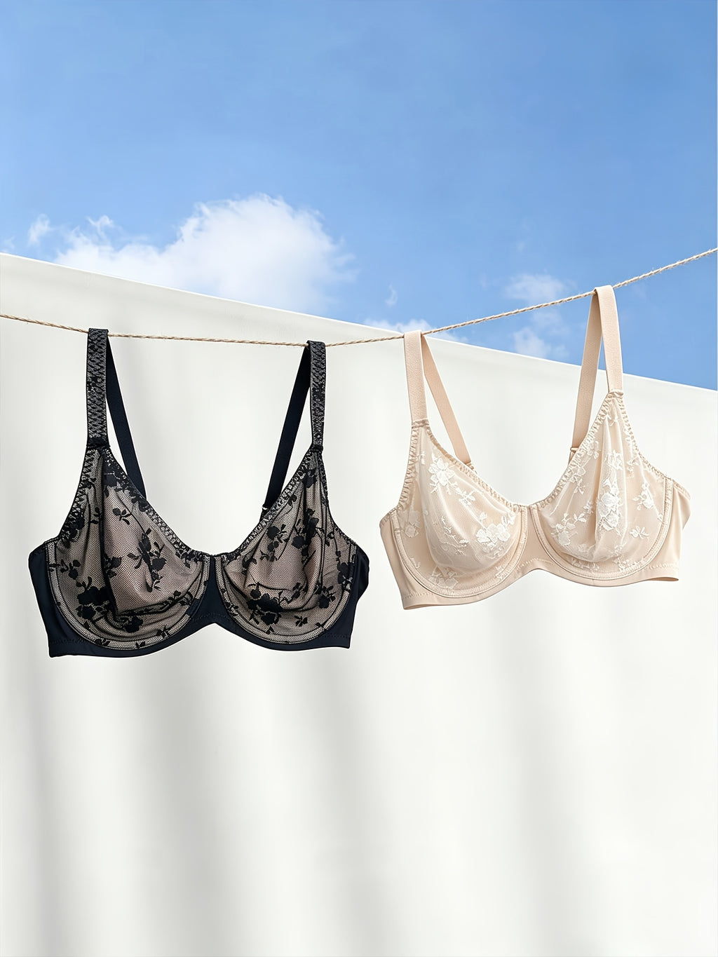 Soutien-gorge grande taille, paire noire et couleur peau
