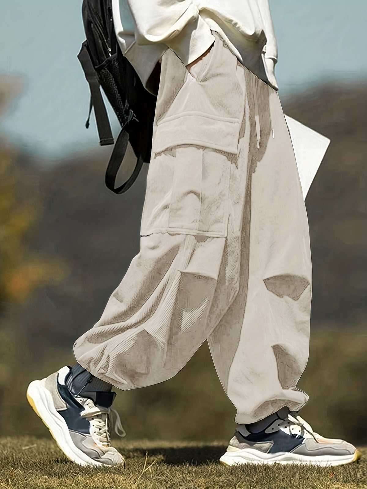 Pantalon en velours grande taille — Cargo côtelé à cordon