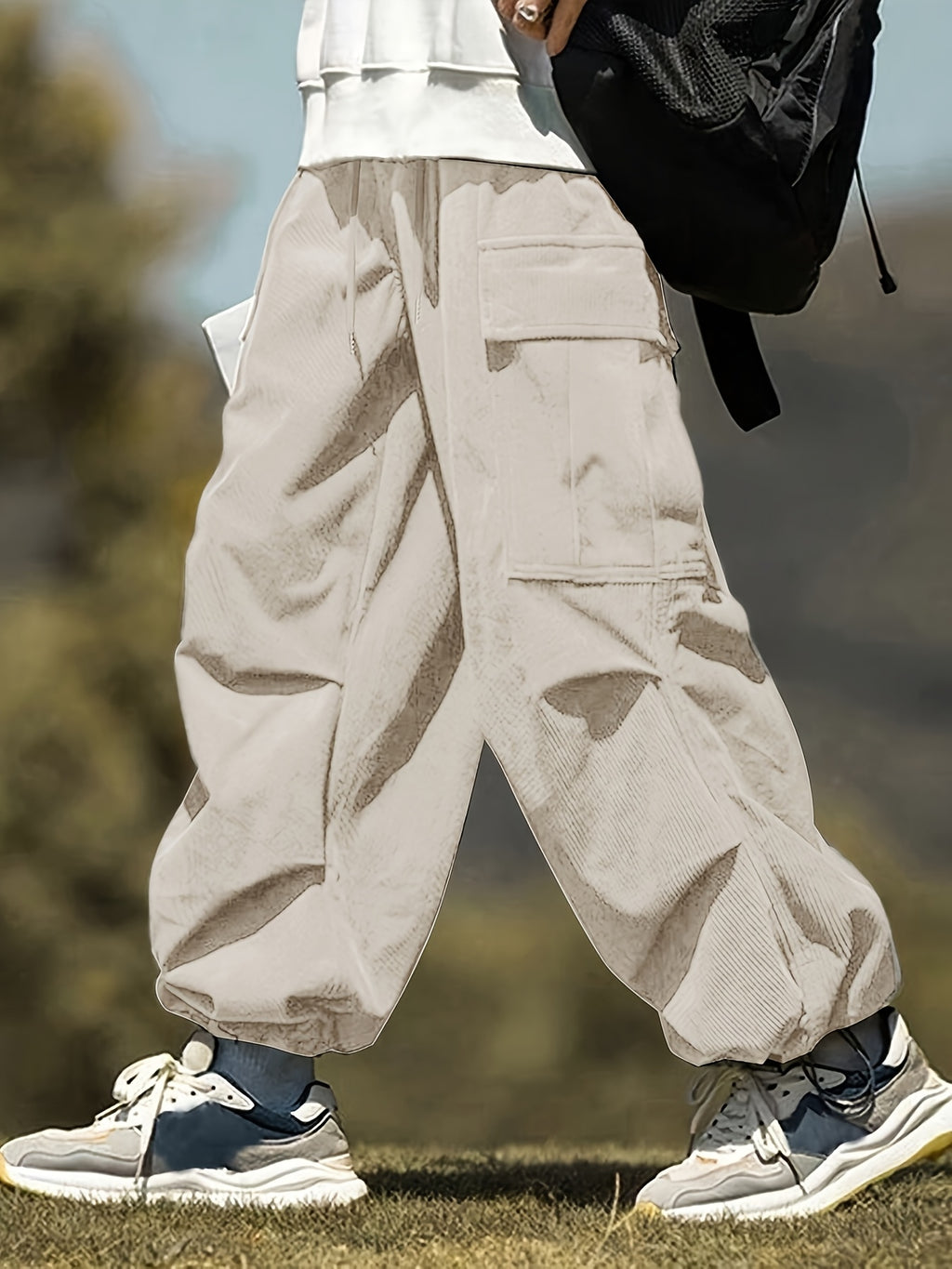 Pantalon en velours grande taille — Cargo côtelé à cordon