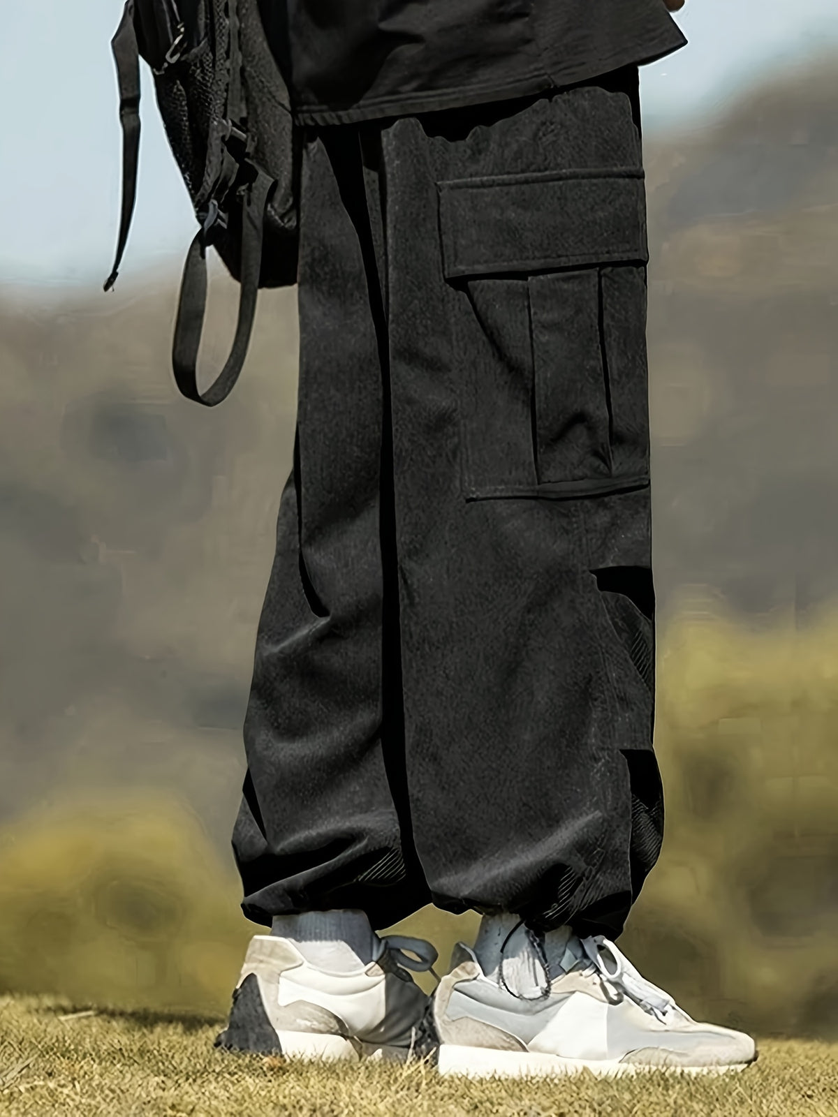 Pantalon en velours grande taille — Cargo côtelé à cordon