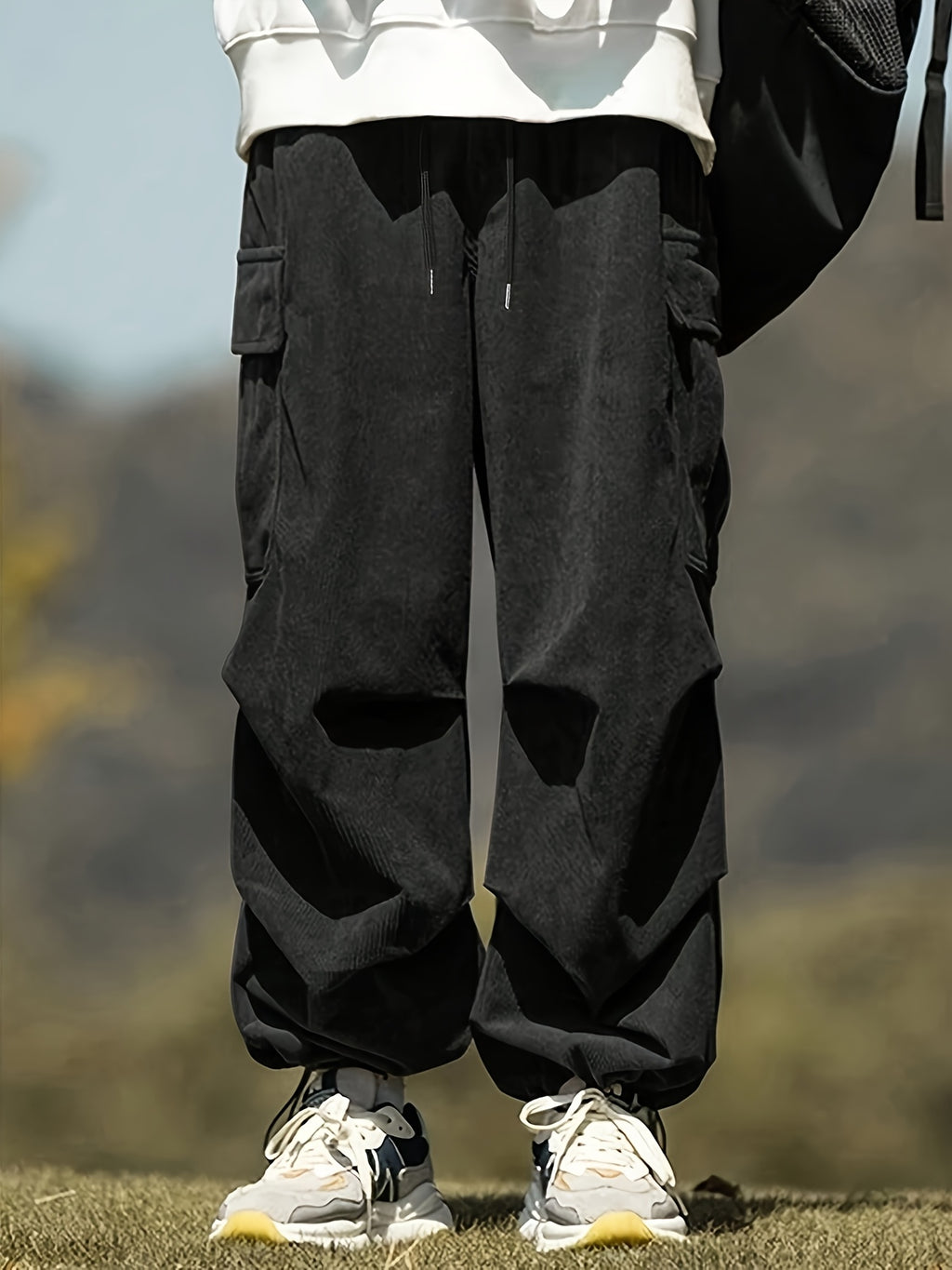 Pantalon en velours grande taille — Cargo côtelé à cordon