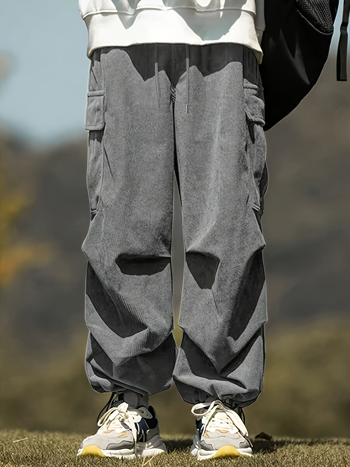 Pantalon en velours grande taille — Cargo côtelé à cordon