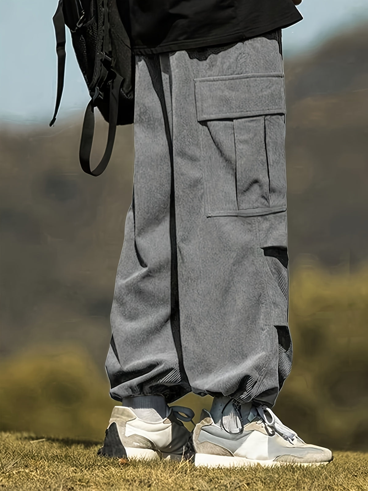 Pantalon en velours grande taille — Cargo côtelé à cordon