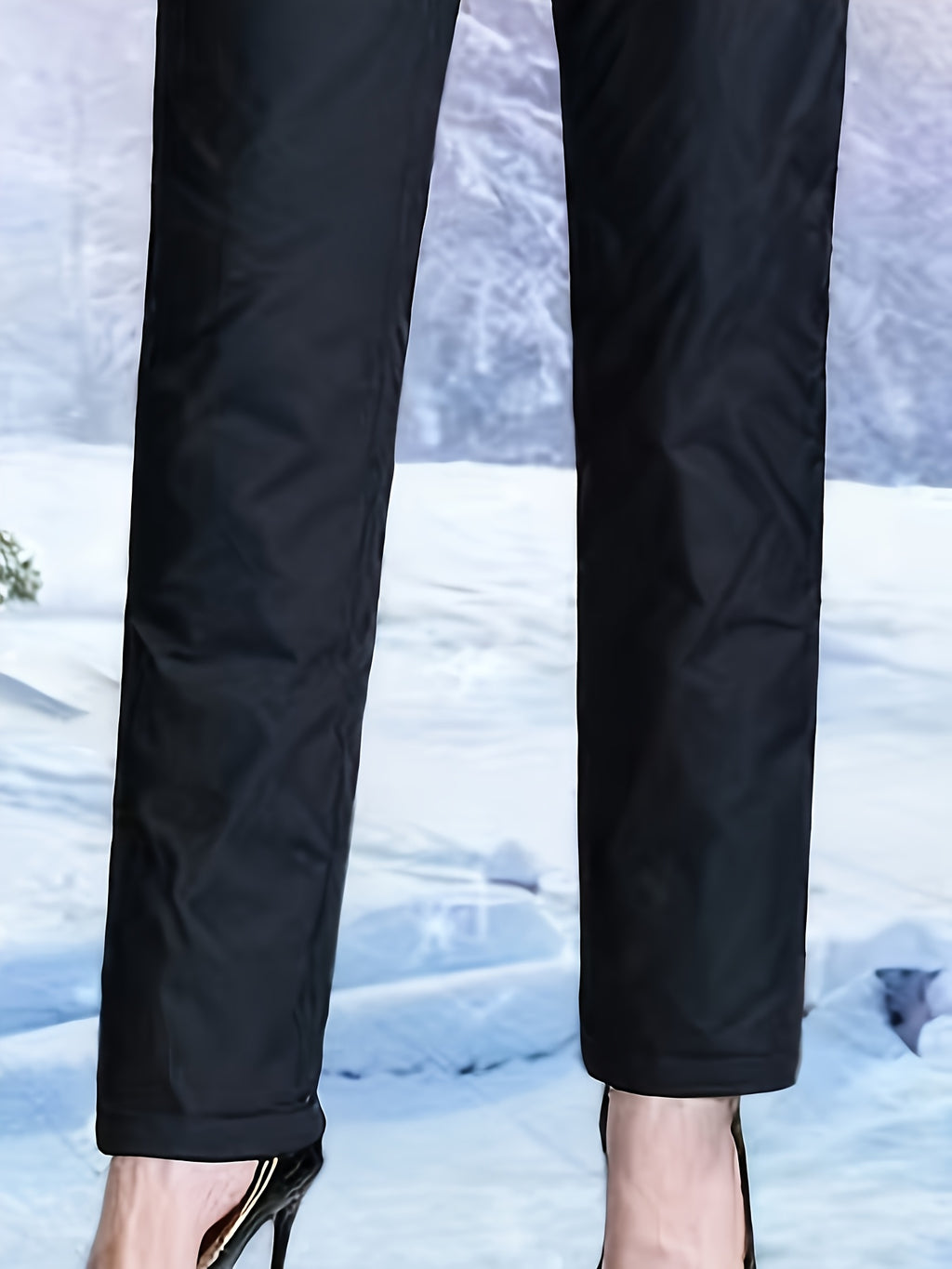 Pantalon chaud grande taille — Matelassé à taille haute élastique
