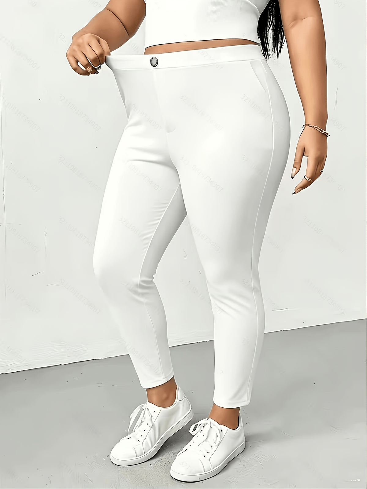 Pantalon cigarette grande taille, cheville