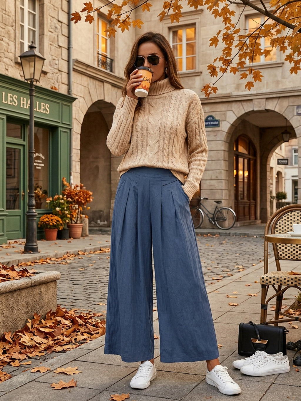 Pantalon d'été grande taille — Jambe très ample et fluide