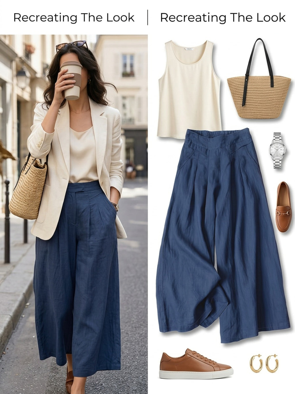 Pantalon d'été grande taille — Jambe très ample et fluide