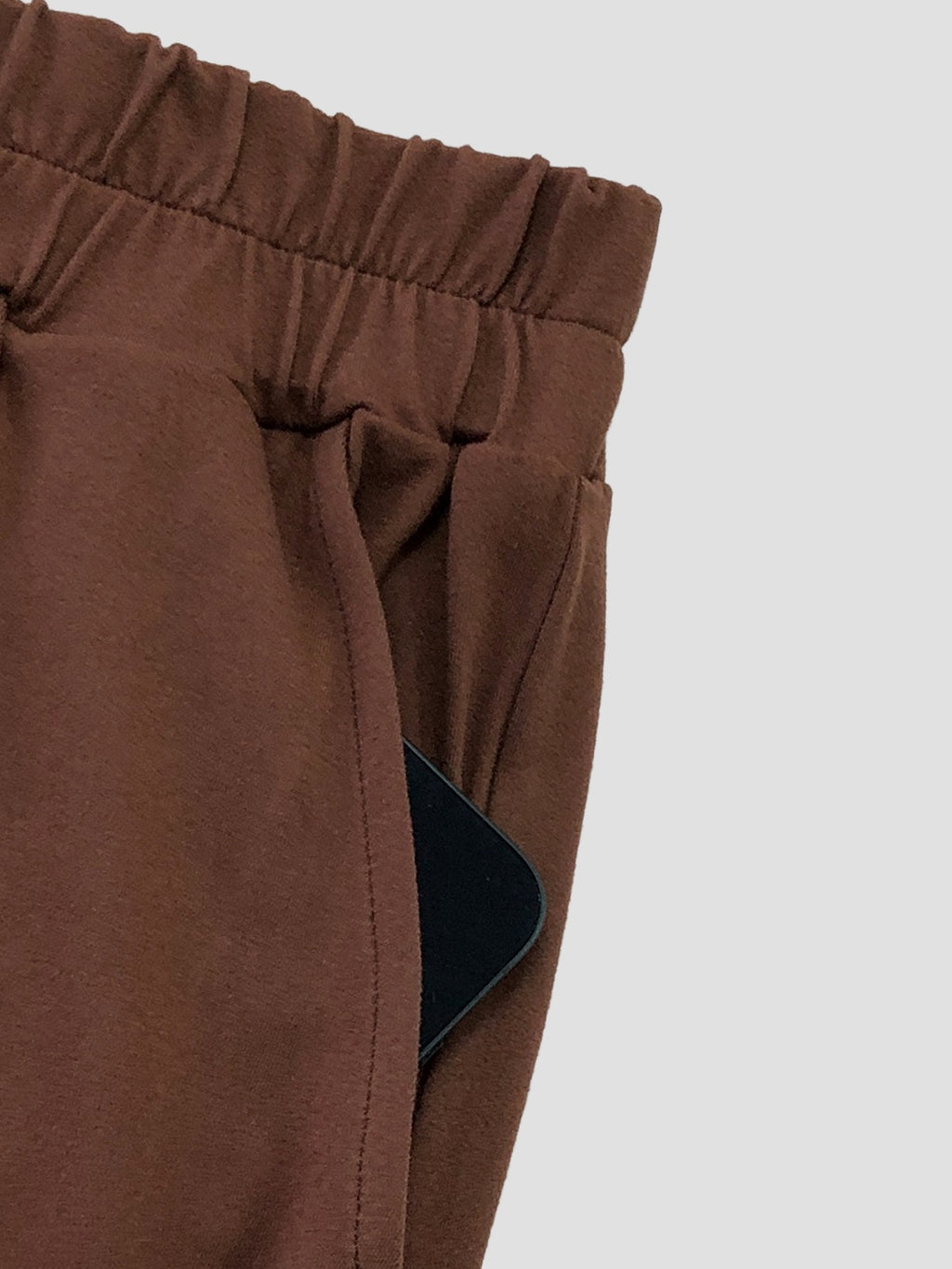 Pantalon grande taille — Jersey brun à poches profondes