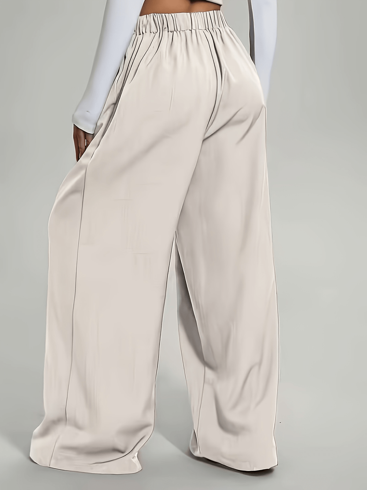 Pantalon taille haute grande taille — Plis creux, jambe ample