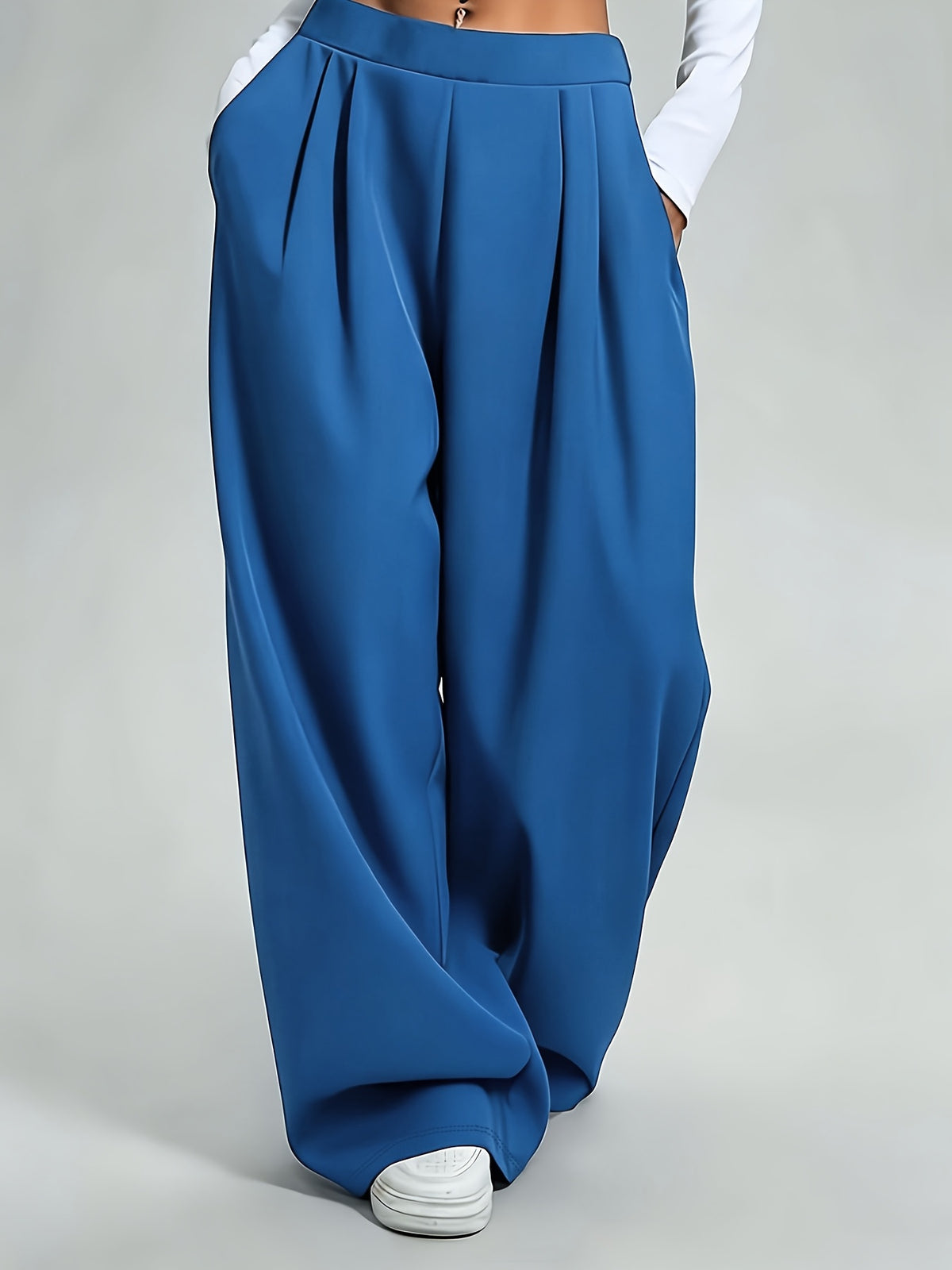 Pantalon taille haute grande taille — Plis creux, jambe ample