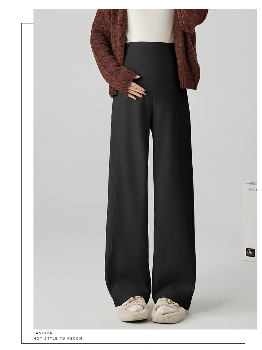 Pantalon de grossesse grande taille — Jambe large doublé