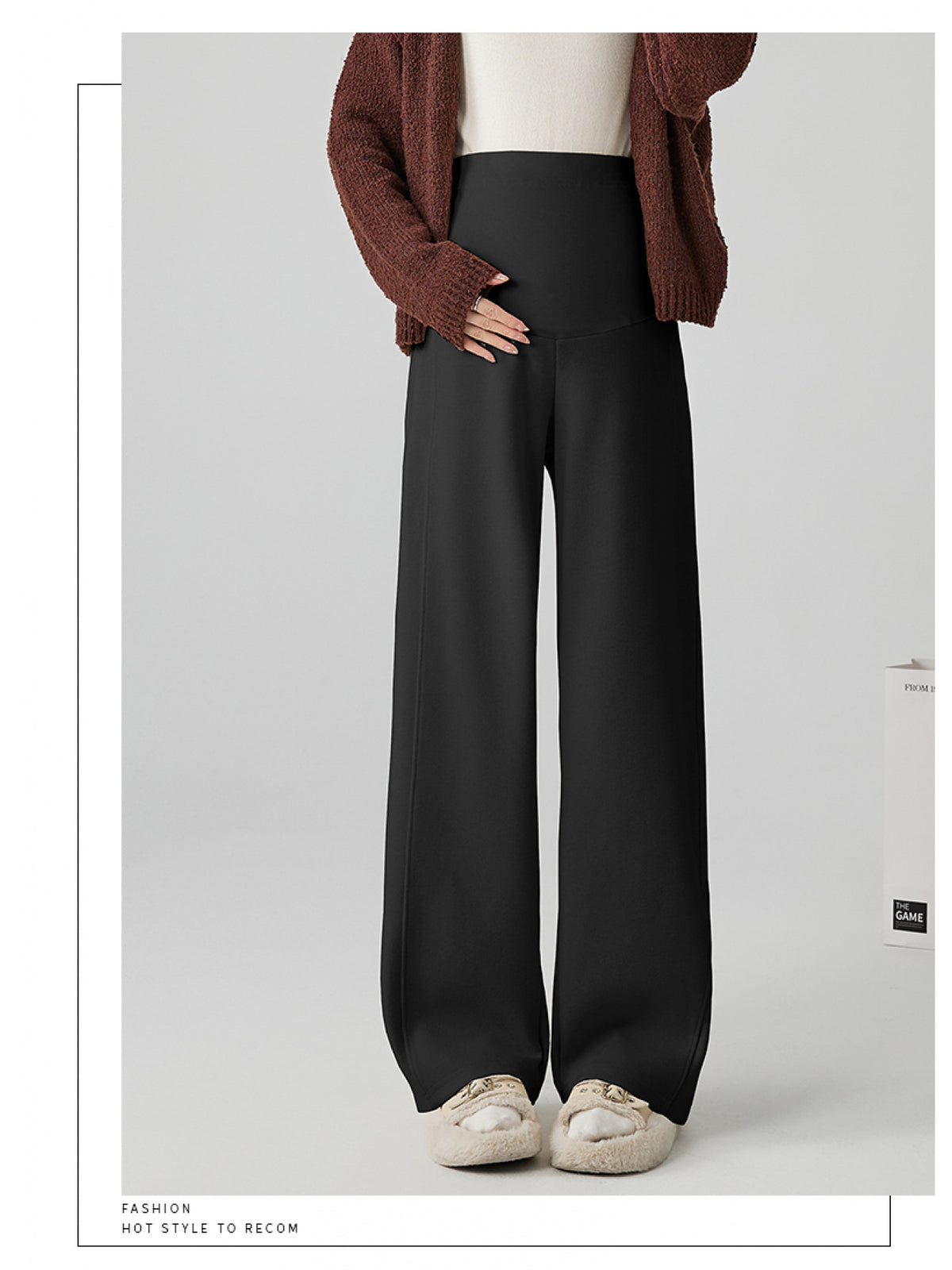 Pantalon de grossesse grande taille — Jambe large doublé