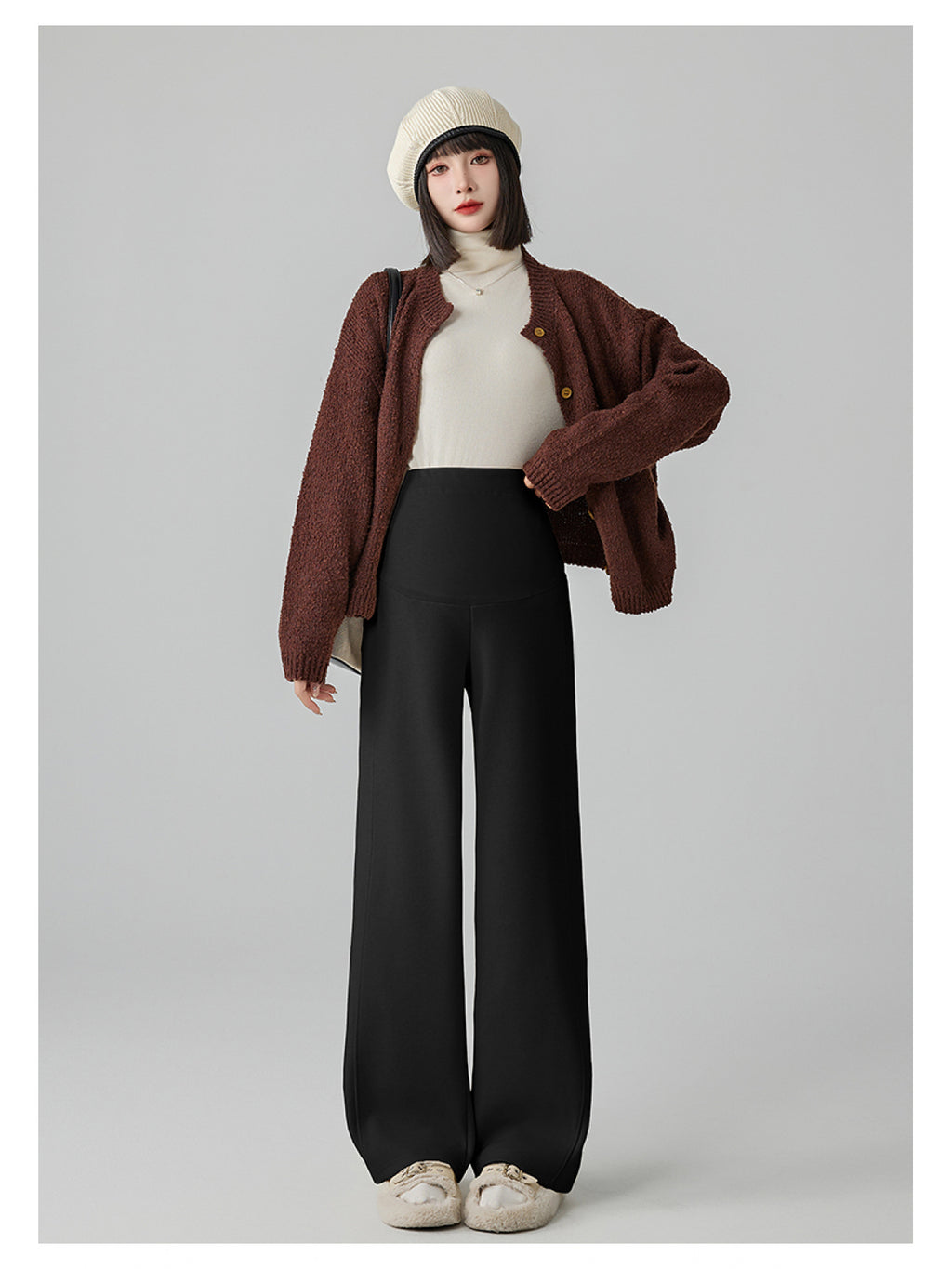 Pantalon de grossesse grande taille — Jambe large doublé