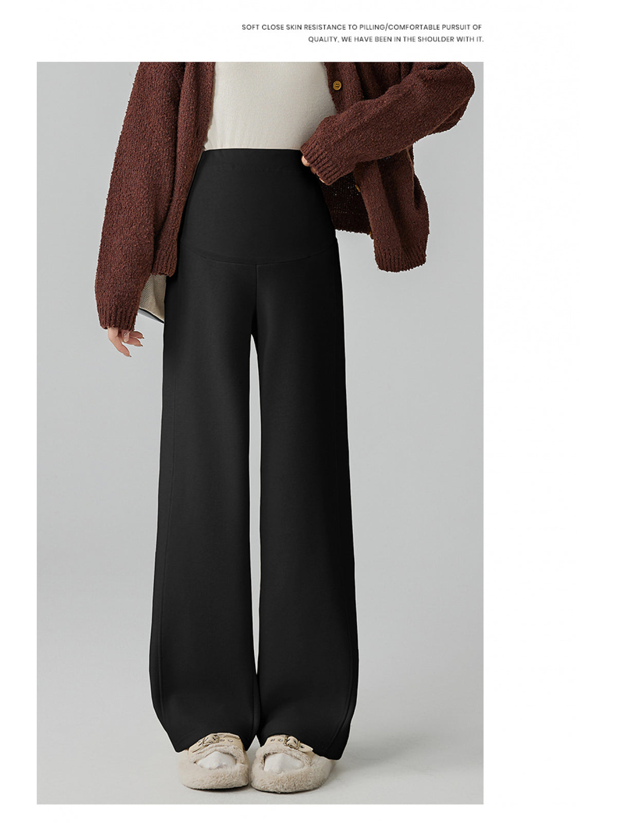 Pantalon de grossesse grande taille — Jambe large doublé
