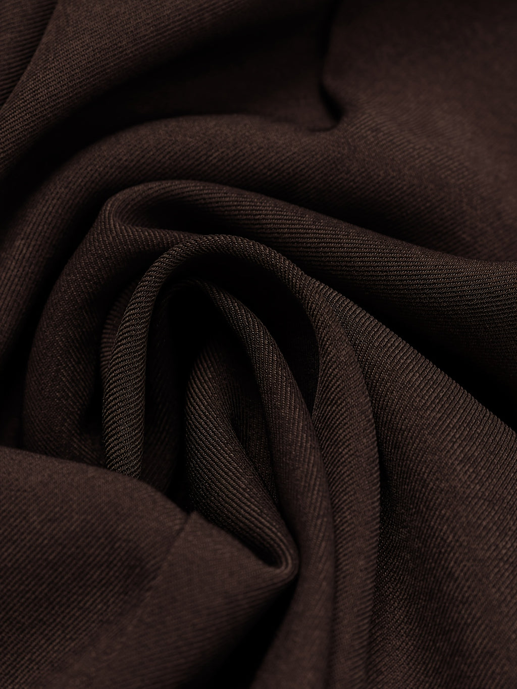 Pantalon large grande taille — Sergé brun chocolat froncé