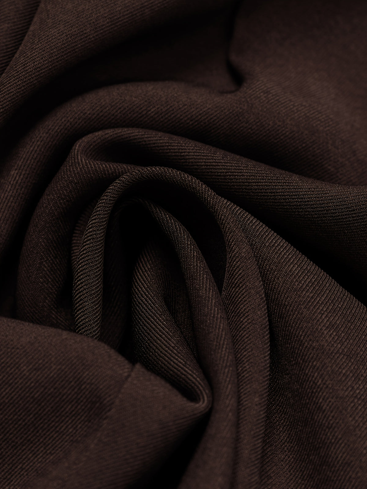 Pantalon large grande taille — Sergé brun chocolat froncé