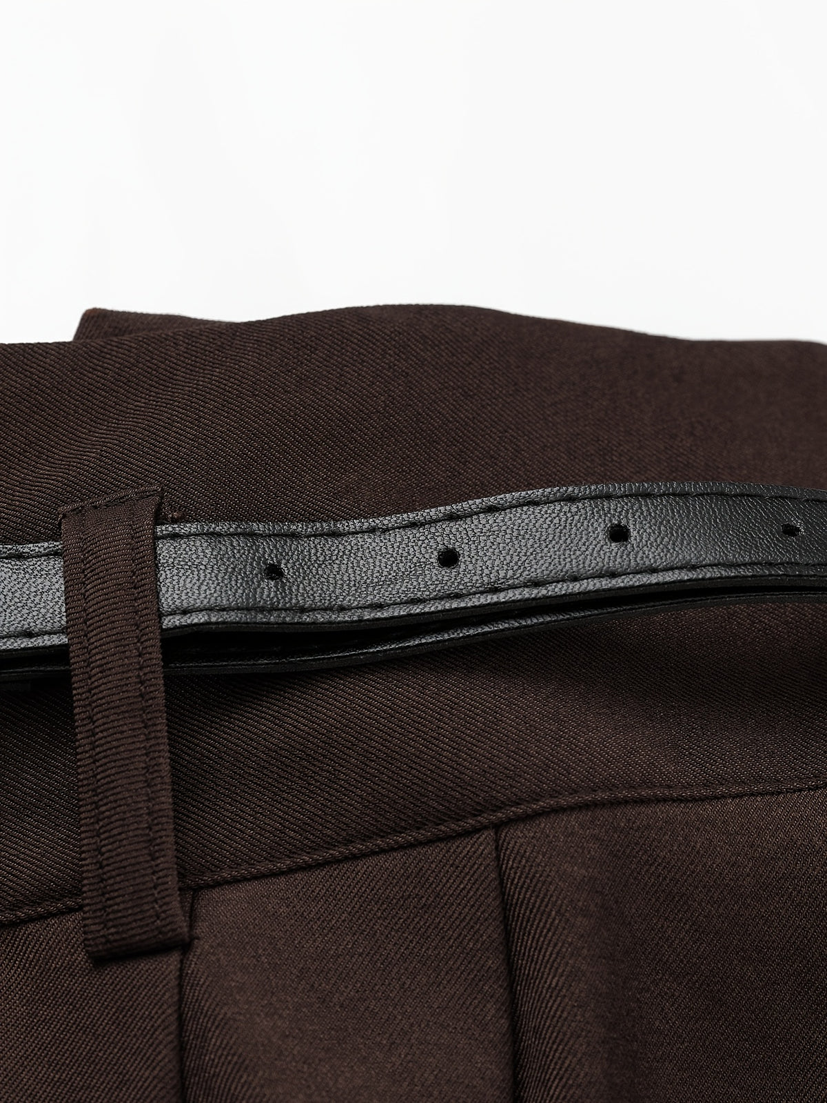 Pantalon large grande taille — Sergé brun chocolat froncé