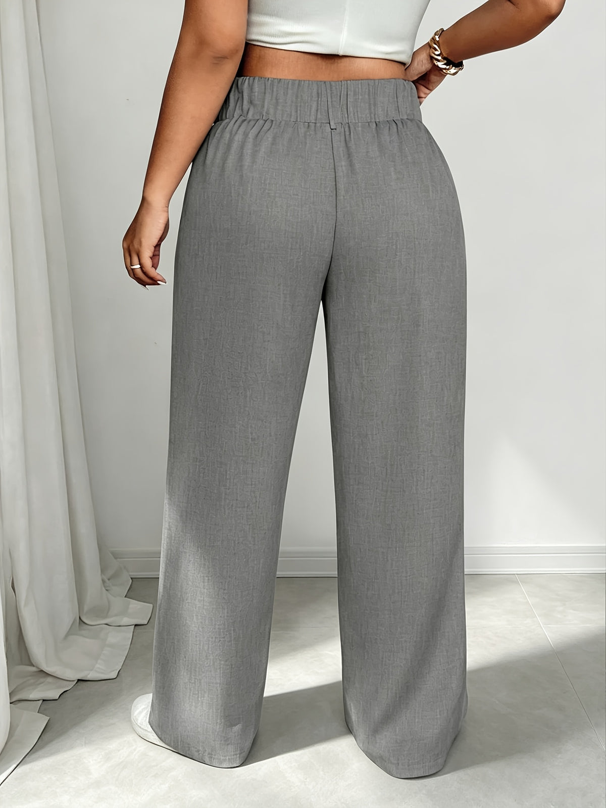 Pantalon large grande taille — Trois coloris à ceinture boutonnée