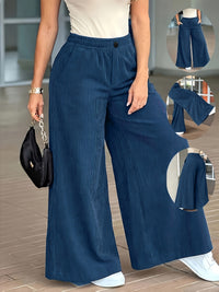 Pantalon large grande taille — Velours côtelé bleu marine