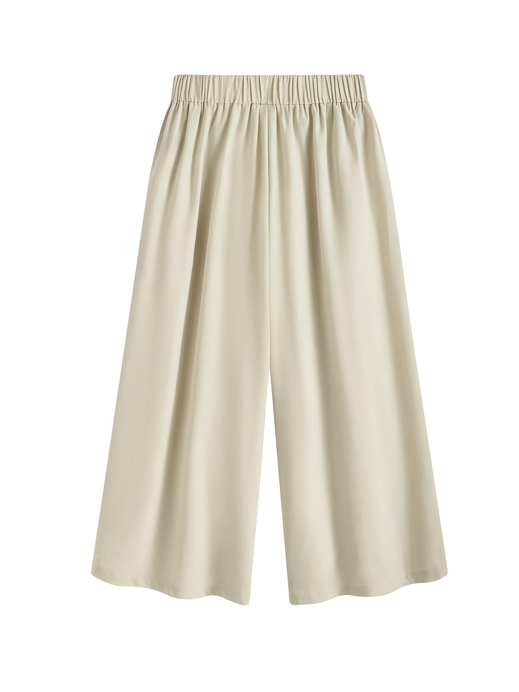 Pantalon large grande taille — Écru à plis creux, effet jupe