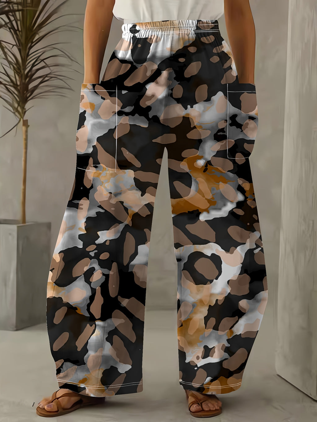 Pantalon large grande taille — Camouflage aux tons de terre