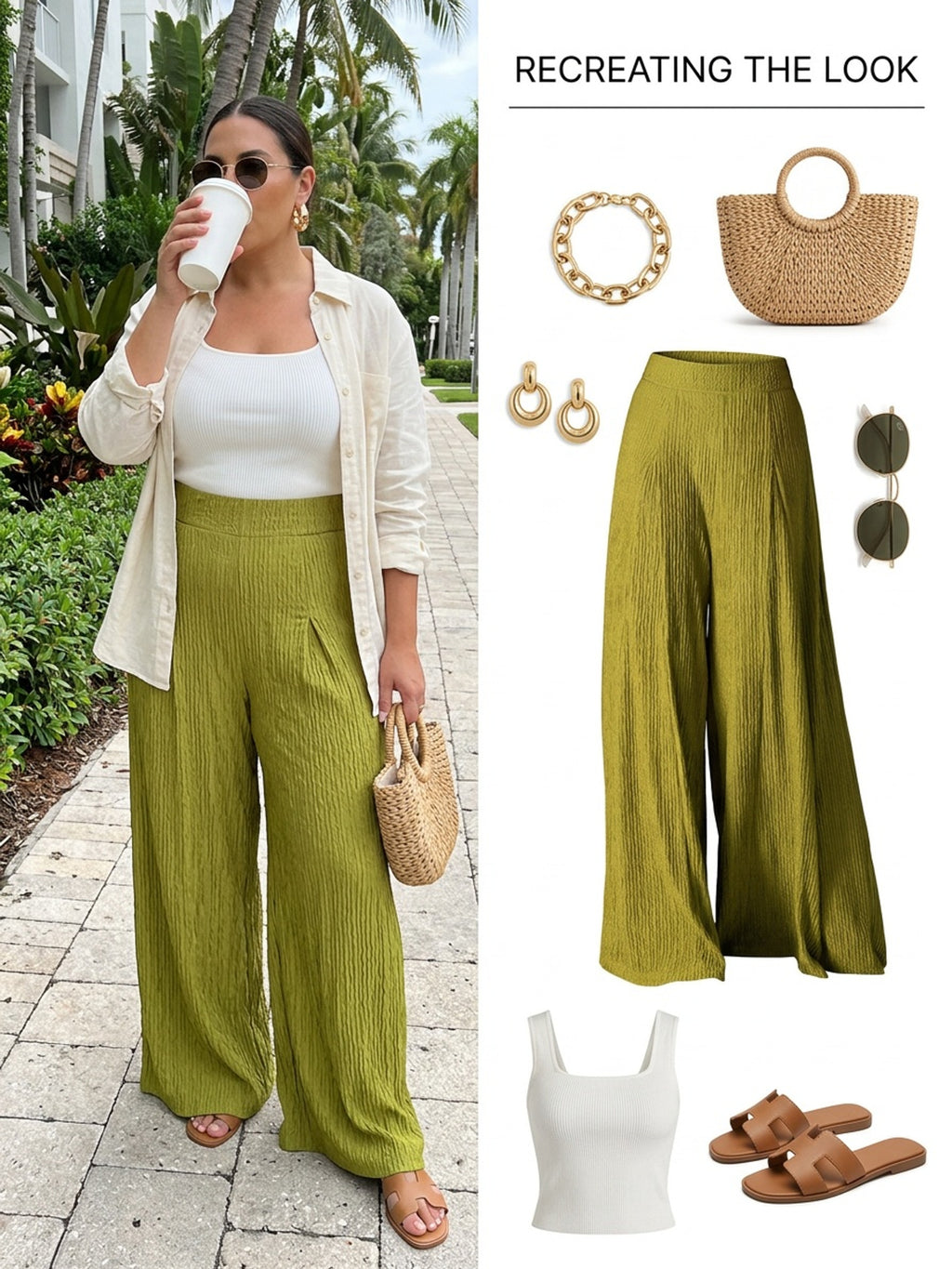 Pantalon en maille gaufrée grande taille — Jambe en corolle