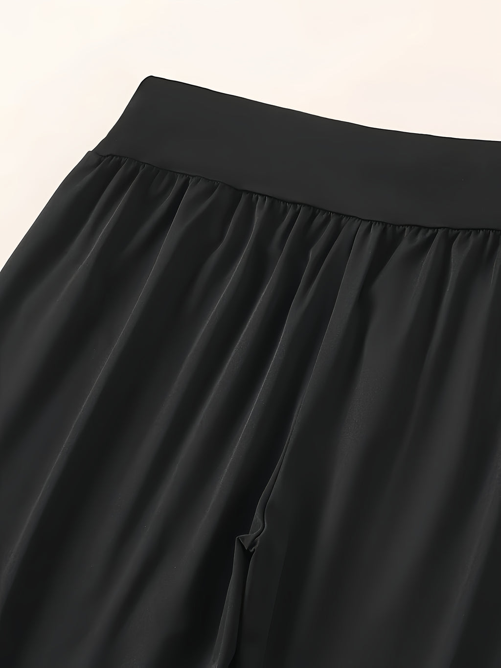 Pantalon large grande taille — Maille noire et fronces hautes