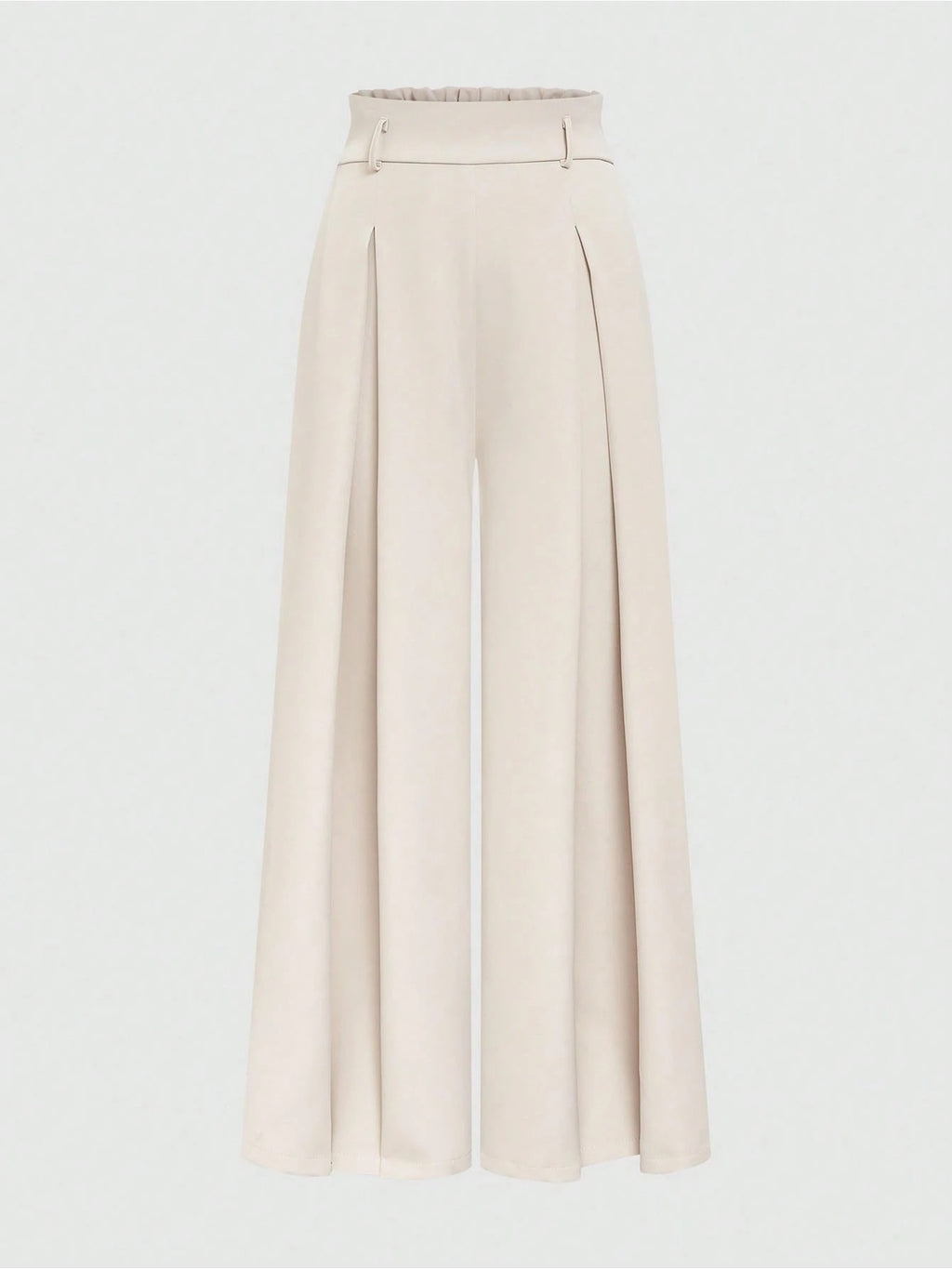 Pantalon palazzo grande taille — Beige clair et plis profonds
