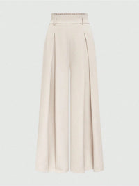 Pantalon palazzo grande taille — Beige clair et plis profonds