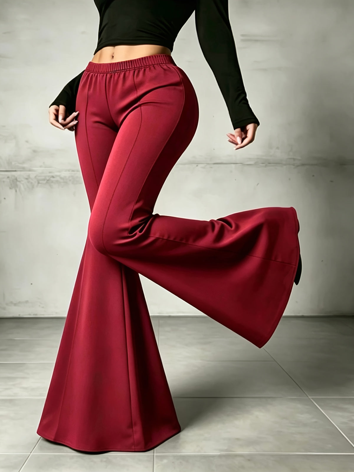 Pantalon patte d'éléphant grande taille — Maille sans poche