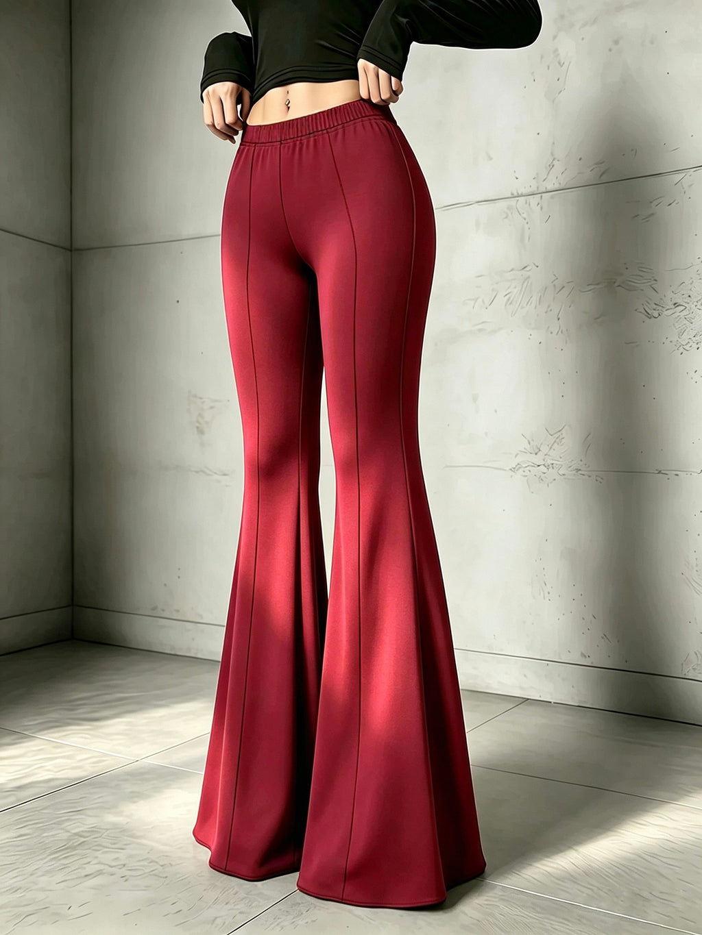 Pantalon patte d'éléphant grande taille — Maille sans poche