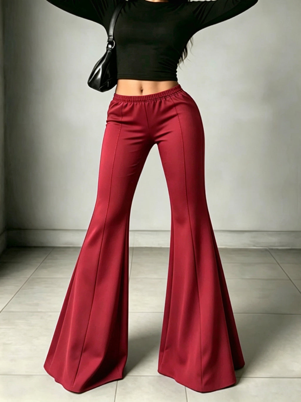 Pantalon patte d'éléphant grande taille — Maille sans poche
