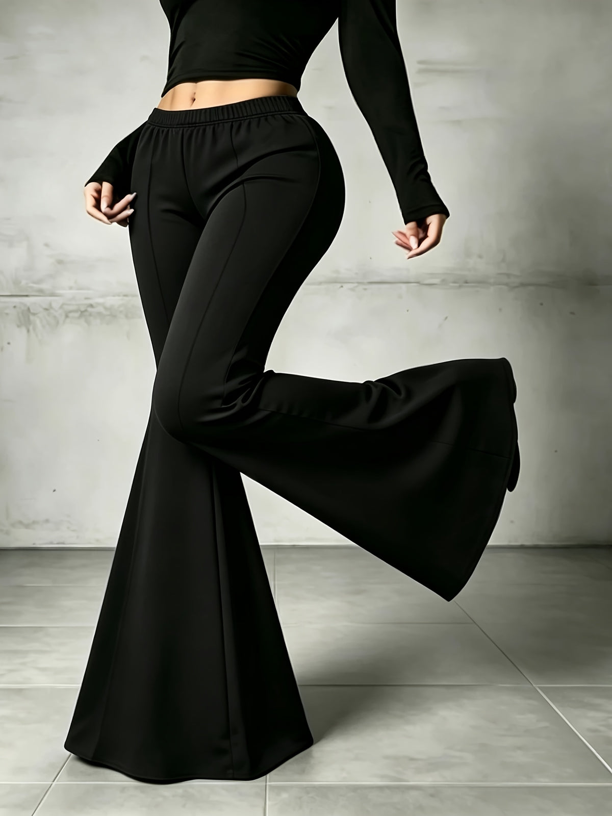 Pantalon patte d'éléphant grande taille — Maille sans poche