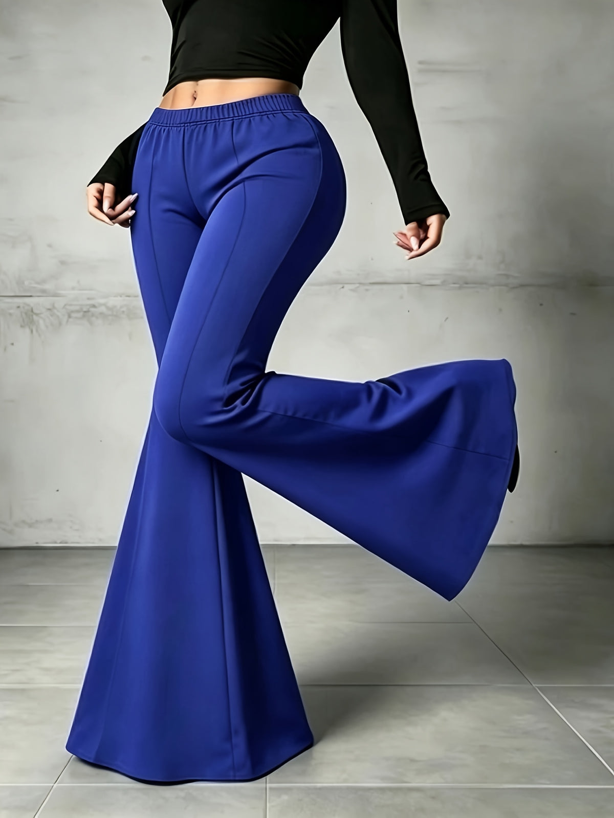 Pantalon patte d'éléphant grande taille — Maille sans poche