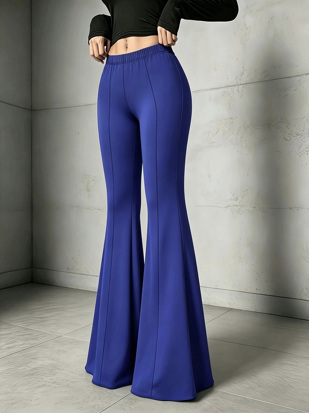 Pantalon patte d'éléphant grande taille — Maille sans poche