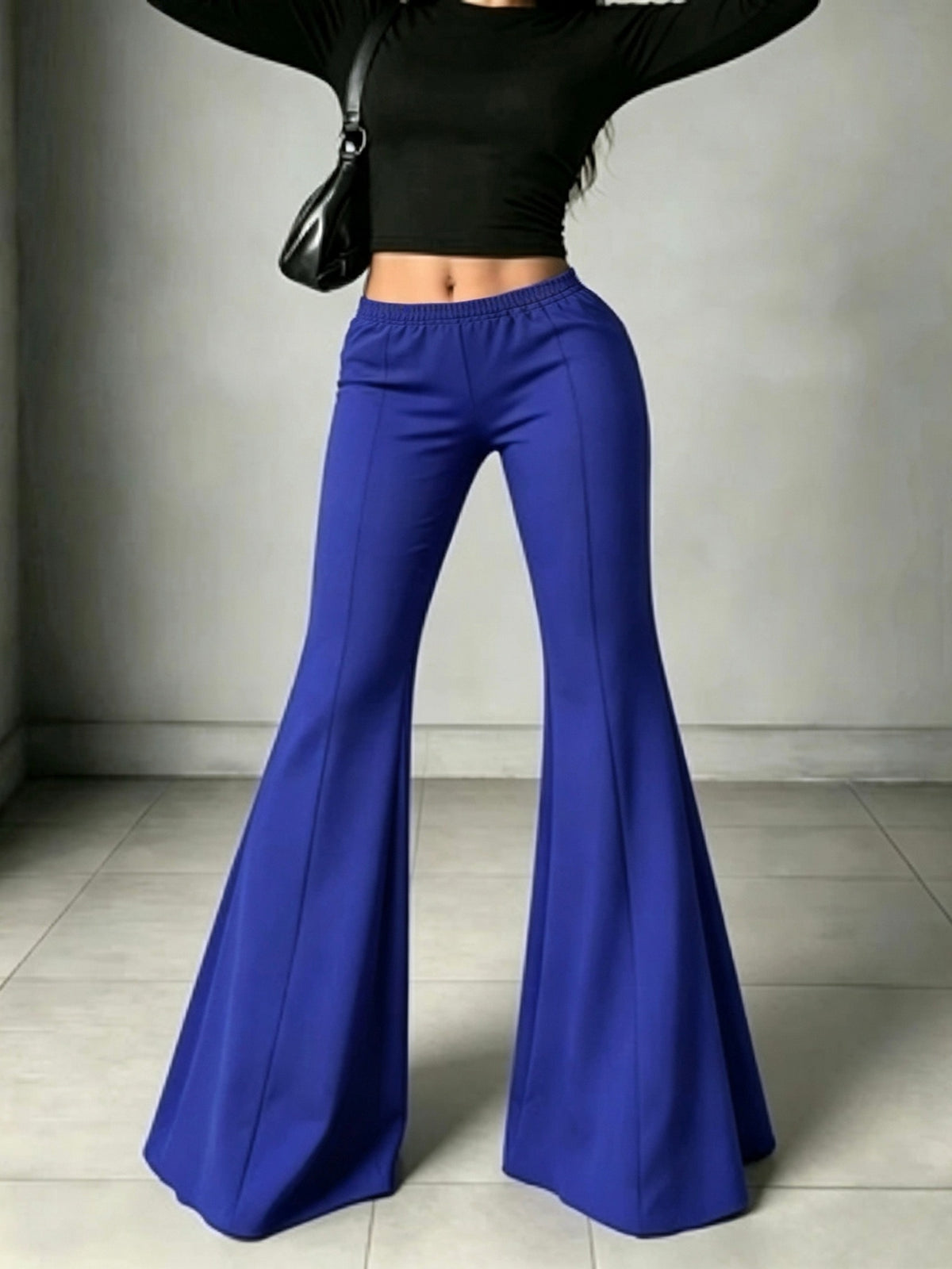 Pantalon patte d'éléphant grande taille — Maille sans poche