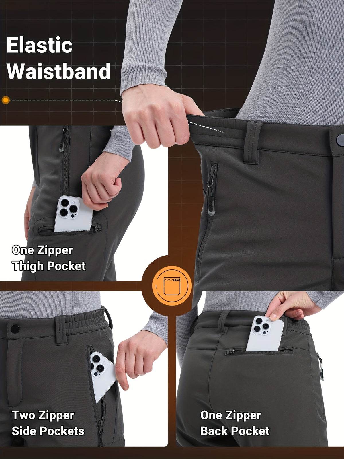 Pantalon de randonnée grande taille — Doublure polaire quatre poches